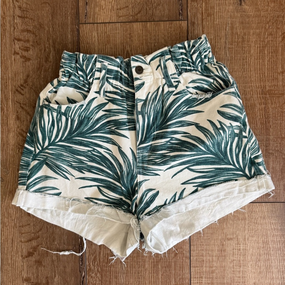 Show Me Your MuMu High Waist Palm Print Shorts